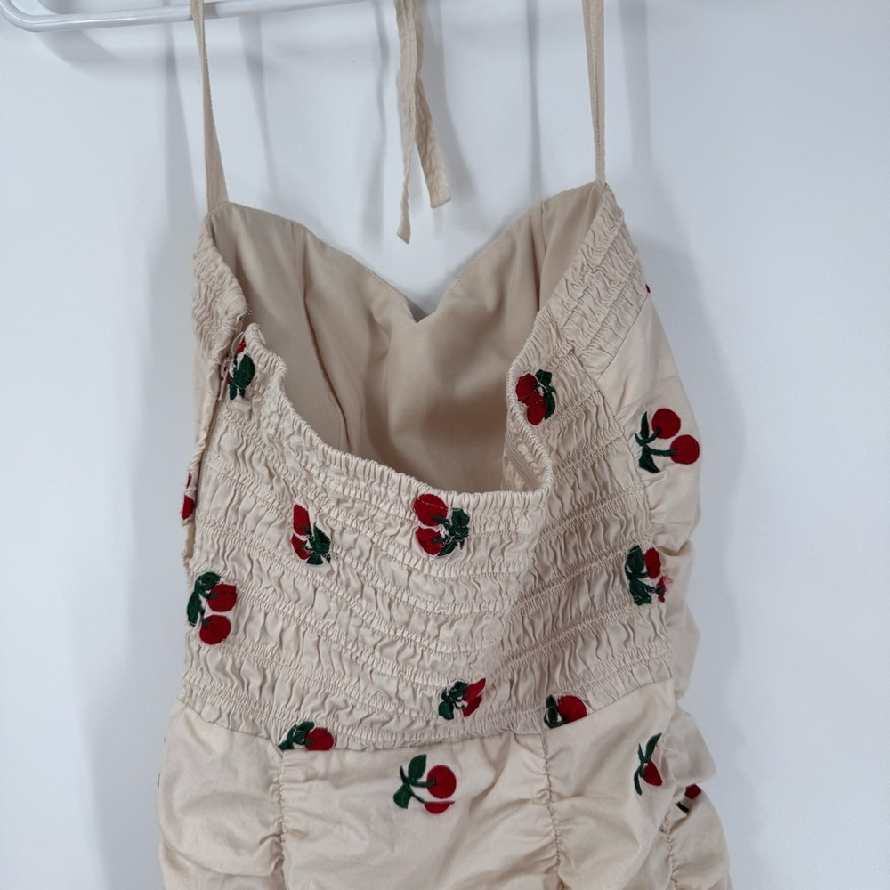 Betsey Johnson Vintage Cherry Print Dress Strapless Pinup Y2K Cherries Dress - Picture 5 of 7